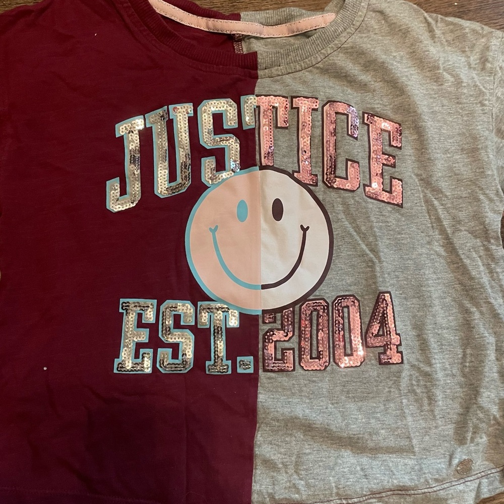 Justice Red and Gray Short Sleeve Tees
